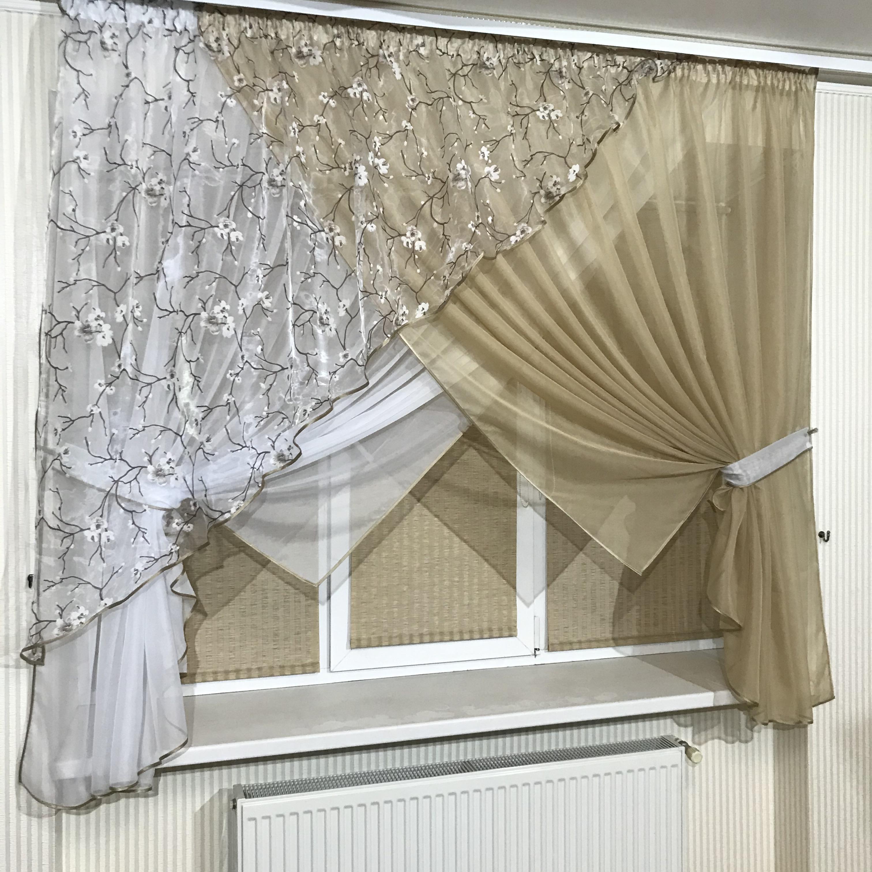 Занавеска на кухню TG Home №362 Сакура Бежевый (362-25/907-2) - фото 2 Занавеска на кухню TG Home №362 Сакура Бежевый (362-25/907-2) - фото 2