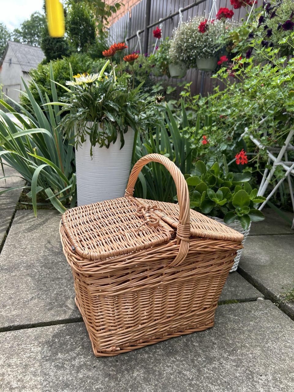 Корзина плетеная Сімейний Затишок из лозы с ручкой и крышкой - фото 9