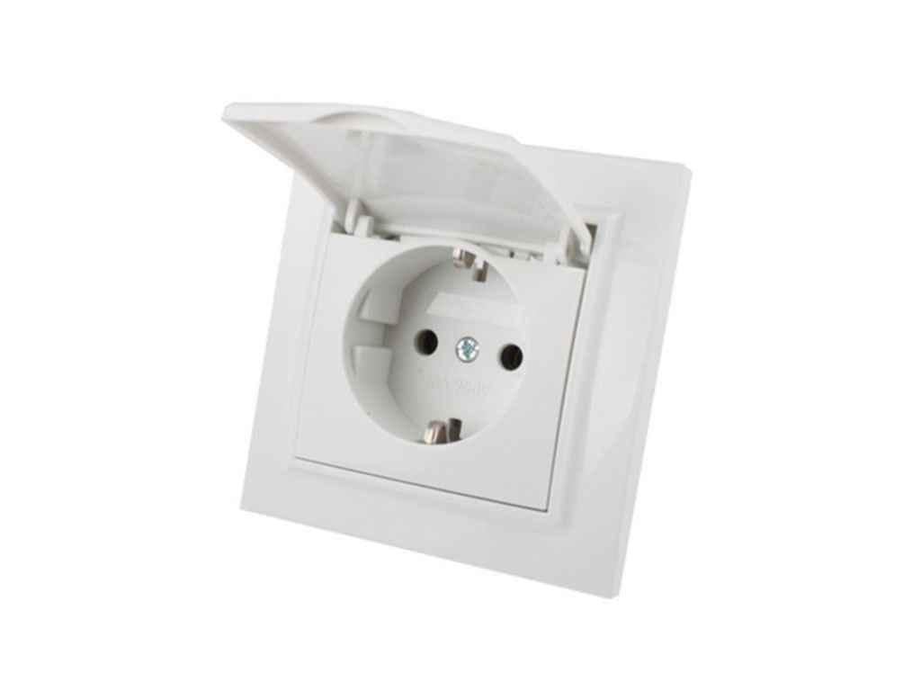 Розетка Electrohouse с крышкой влагозащищенная Enzo EH-2116 Белый (209135)