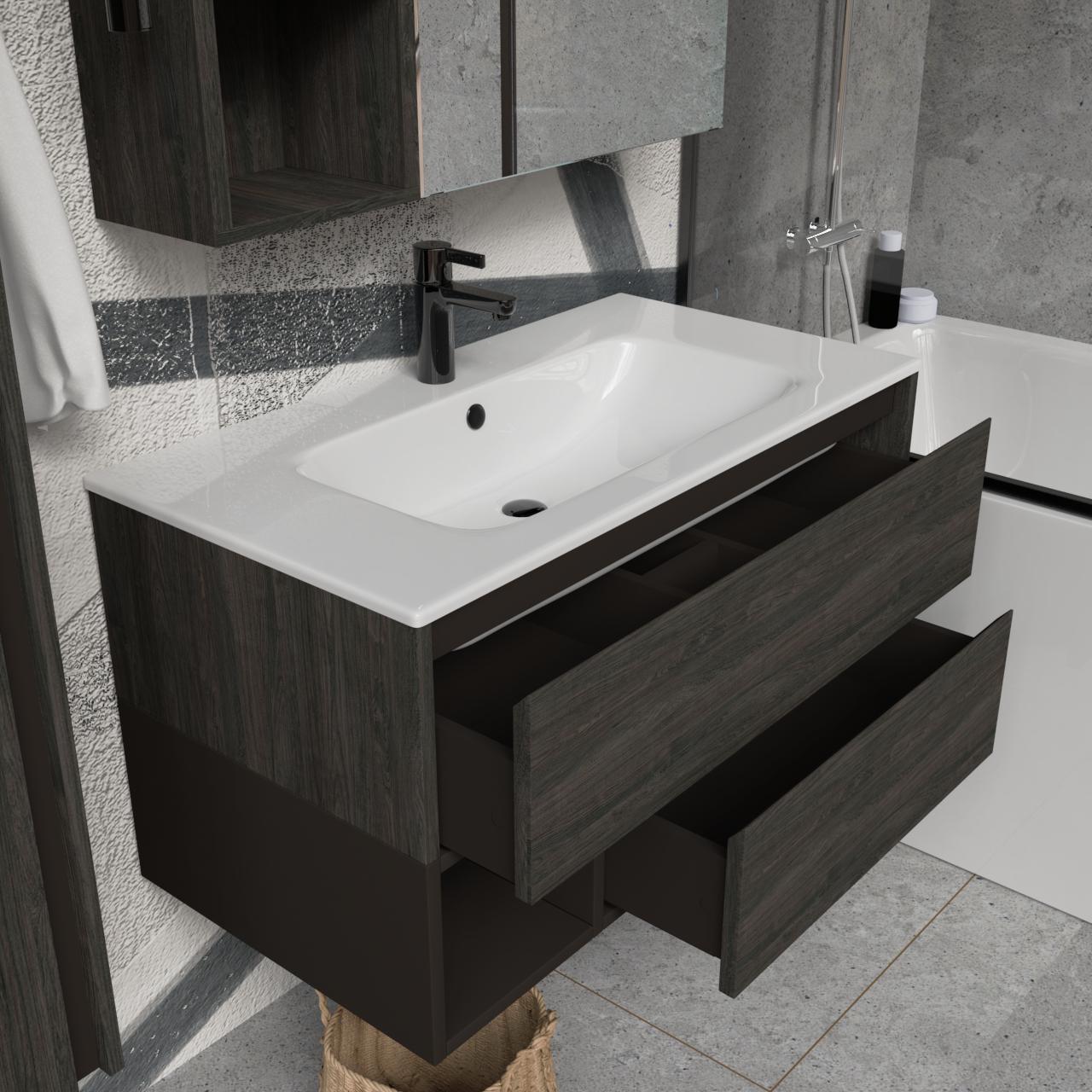 Тумба підвісна з раковиною MVK Vostok Craft 90 В2 900х450х530 мм Морське дерево Карбон (c290kb) - фото 3 Тумба підвісна з раковиною MVK Vostok Craft 90 В2 900х450х530 мм Морське дерево Карбон (c290kb) - фото 3