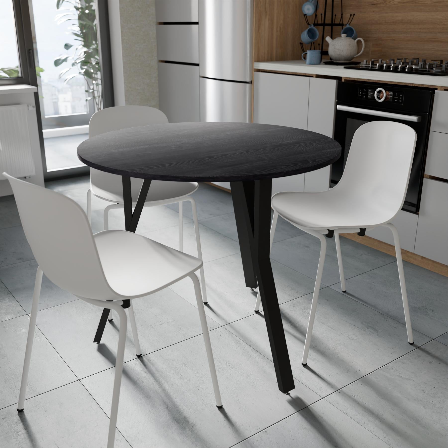Обідній стіл круглий Ferrum-decor MARSI 3 870-3 метал/ДСП 16 мм 750x870x870 мм Чорний/Каштан Арвадонна (FRD-107514)