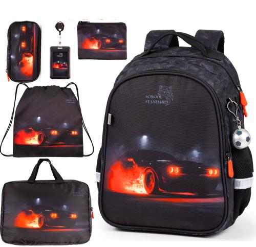 Ортопедический рюкзак 6 в 1 для мальчика School Standard с Машиной для первокласника (SET 160-23)