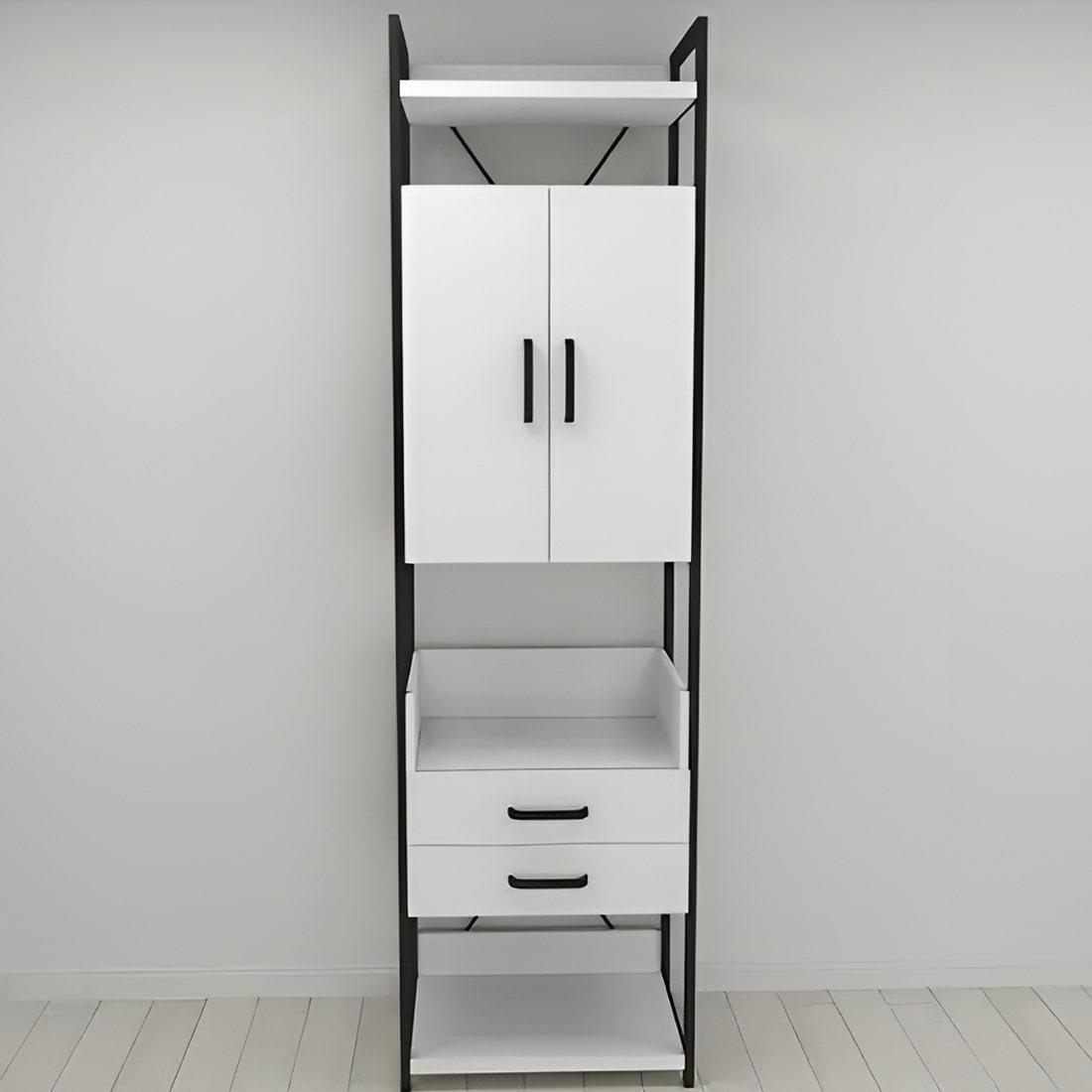 Шкаф-гардероб Ferrum-decor Коннект Уни секция 5 металл/ДСП 32 мм 220x60x50 см Черный/Белый (FRD-104511)