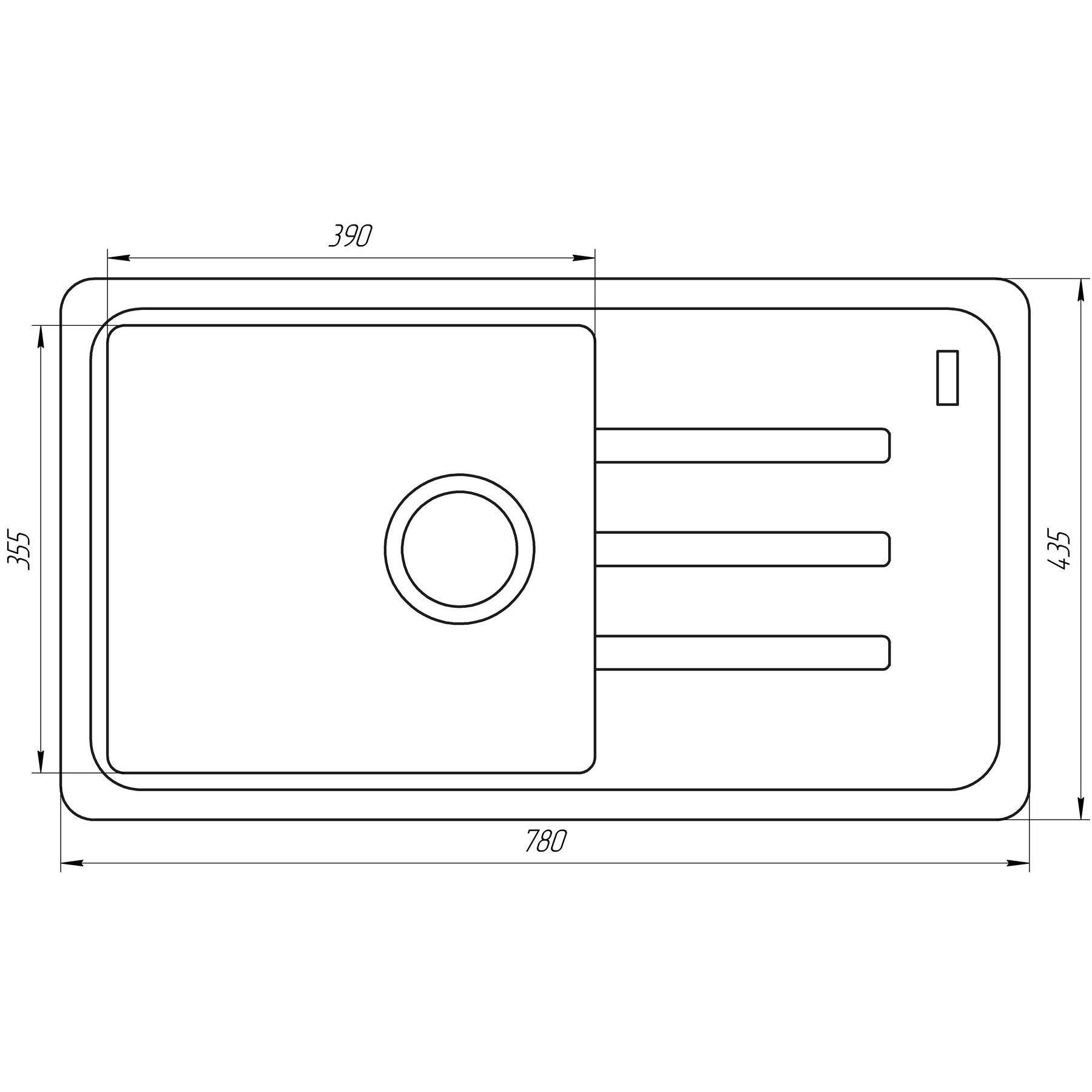 Мойка гранитная Globus Lux Lugano 780x435 мм А0001 Графитовый (000008848) - фото 5