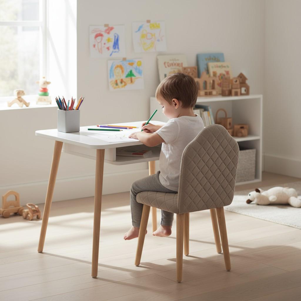 Детский стол с полочкой и велюровый стульчик 52 см Серый (1233903)