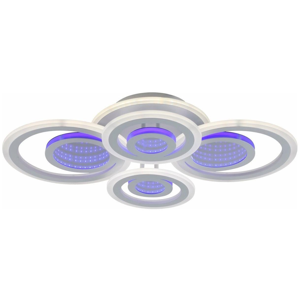 Люстра светодиодная Sirius на четыре плафона 148W 2700-6400К Белый (LI8889/2+2 WH BL+YL 104W+44W)