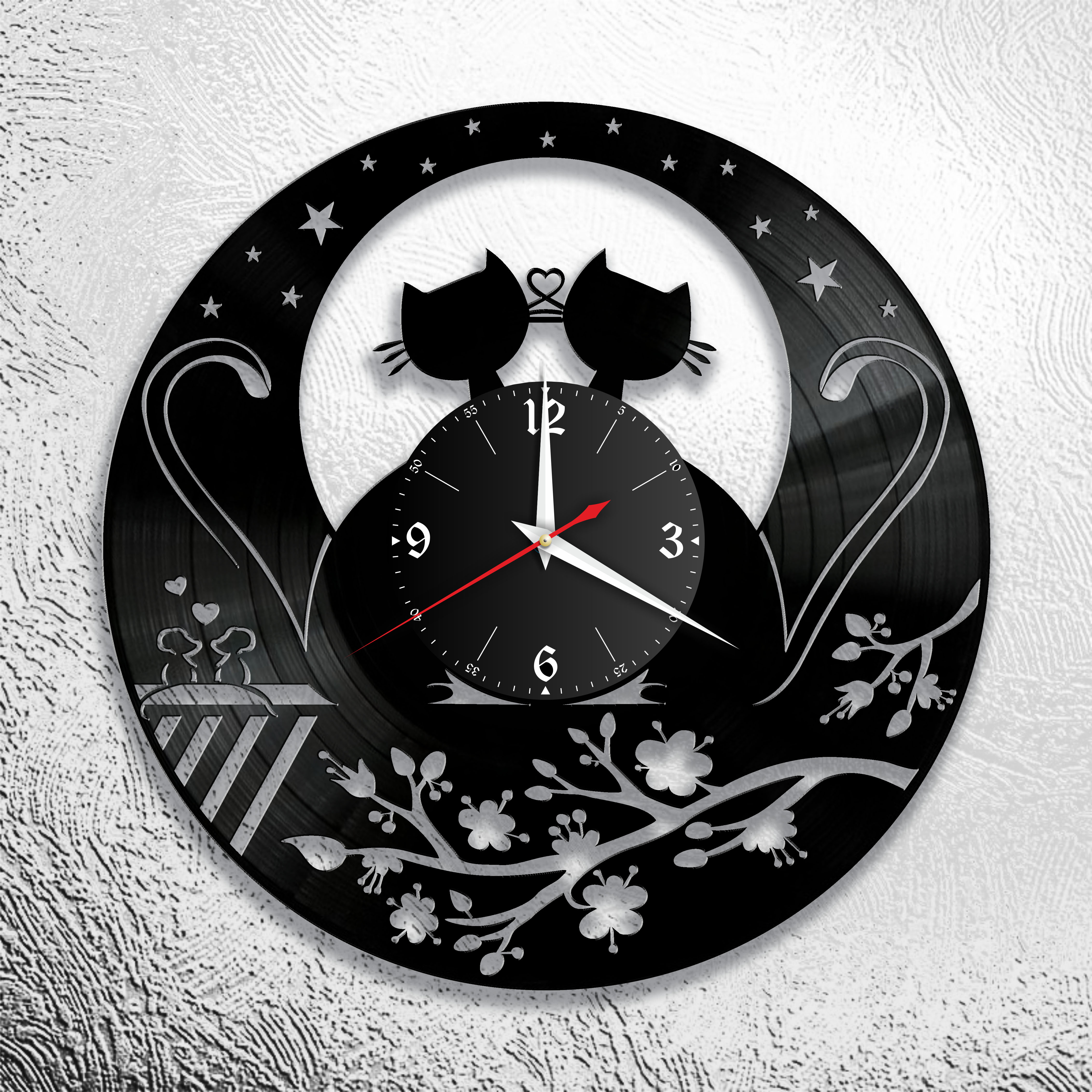 Часы настенные Кошки 0567 из виниловой пластинки