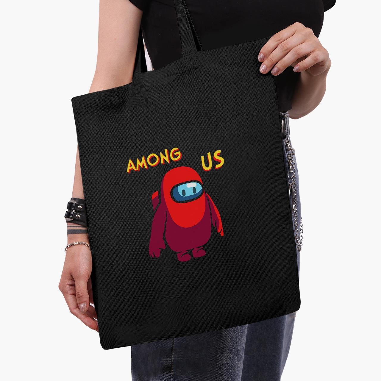 Эко сумка шоппер Among Us Red 41х35 см Черный (9227-2411-BK)