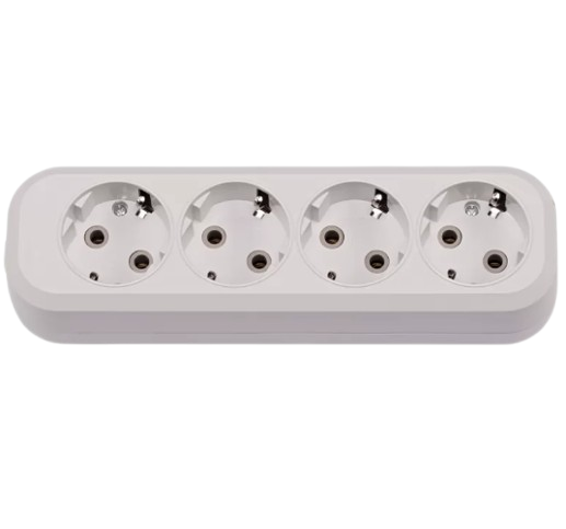 Колодка без заземлення Makel 4 розетки мaкс. навантаження 2200 Вт Білий (29596695)