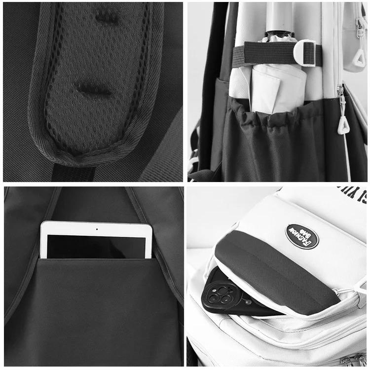 Рюкзак школьный набор 5в1 подростковый для девочки 5-11 класс сумка-шоппер/клатч/пенал Черный (28110748) - фото 6 Рюкзак школьный набор 5в1 подростковый для девочки 5-11 класс сумка-шоппер/клатч/пенал Черный (28110748) - фото 6