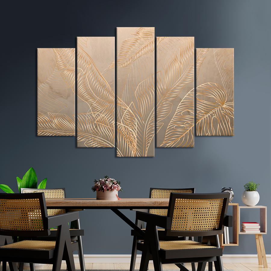 Картина на полотні Гарний візерунок із золотого листя 137x85 см (V622-5_L)