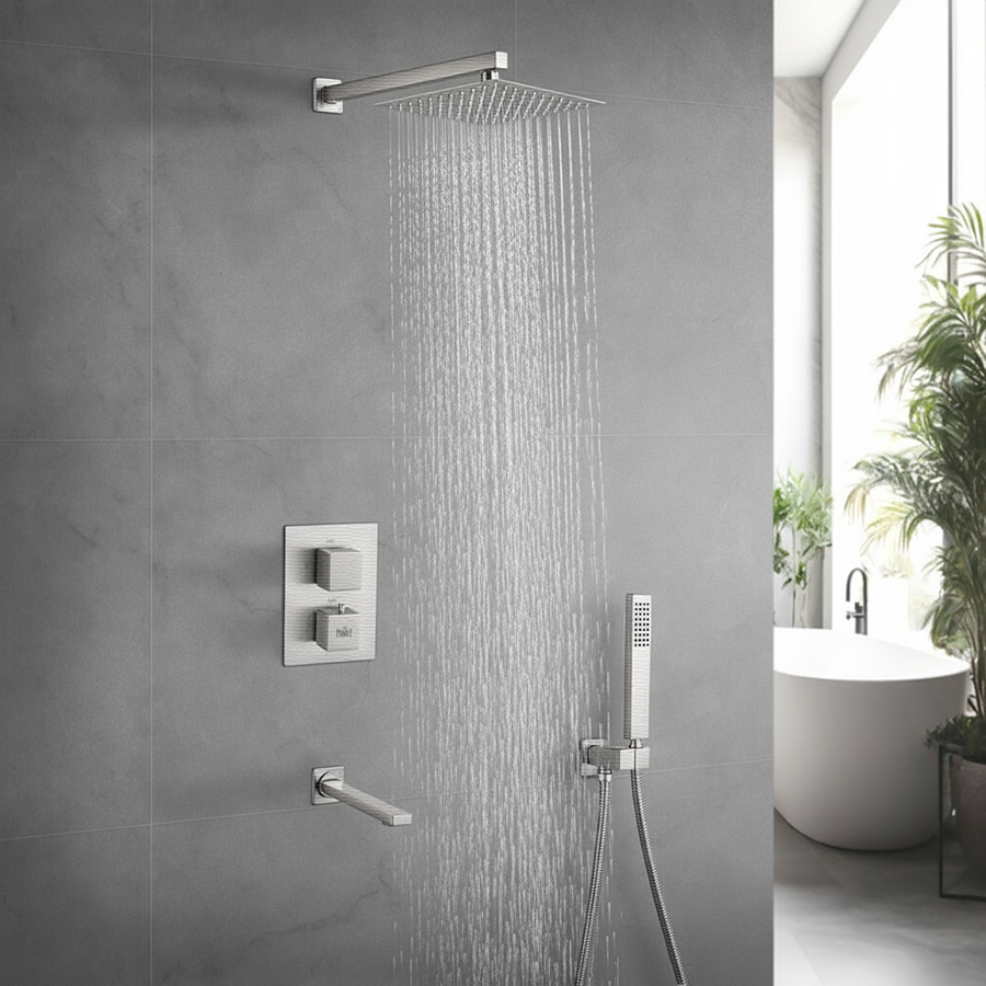 Душова система Nett TSS-521 з термостатом внутрішнього монтажу з виливом Нікель (110520)