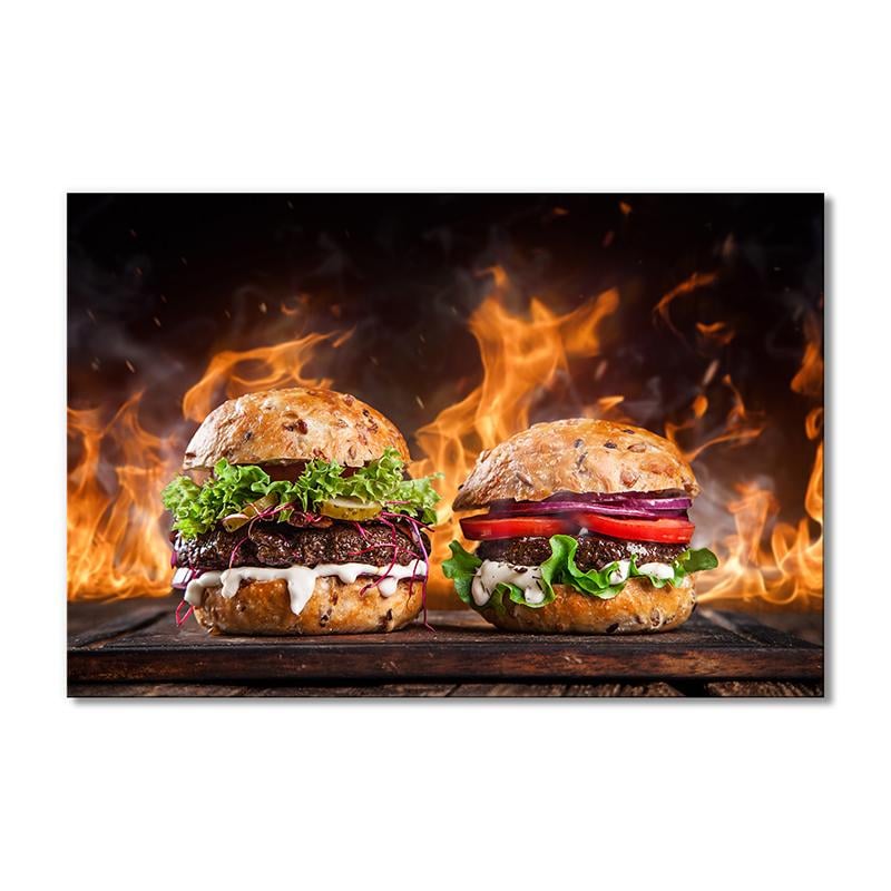 Картина модульная Бургеры в огне 1 модуль 50x75 см