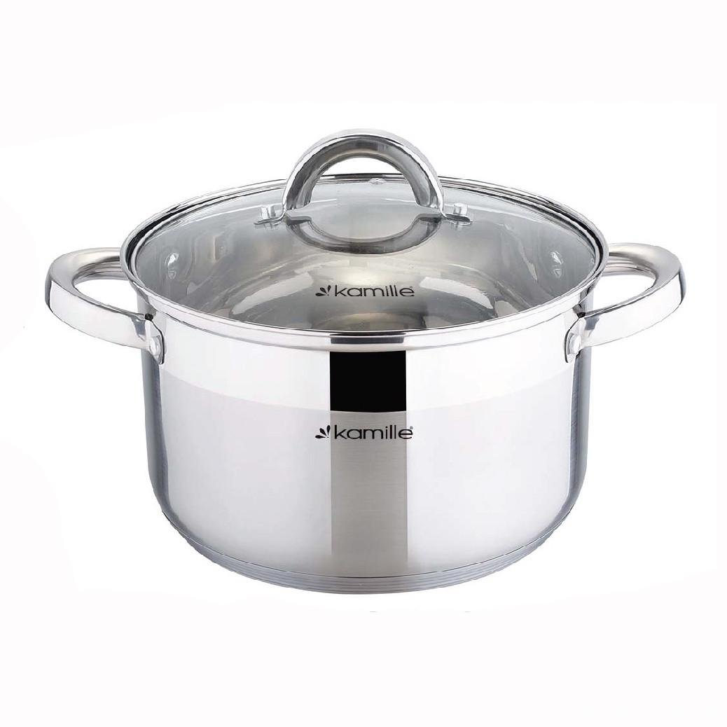 Кастрюля Kamille KM-5624S нержавеющая сталь 6,5 л Серый (2180903602)