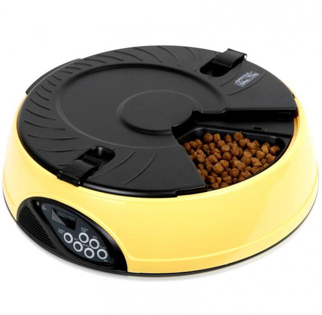 Автогодівниці SUNROZ PF-18 Automatic Pet Feeder для домашніх тварин на 6 годувань Жовтий (SUN3663)