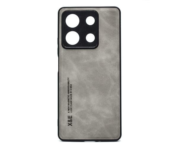 Кожаный чехол - накладка X&E для Xiaomi Redmi Note 13 5G с металлической вставкой Серый