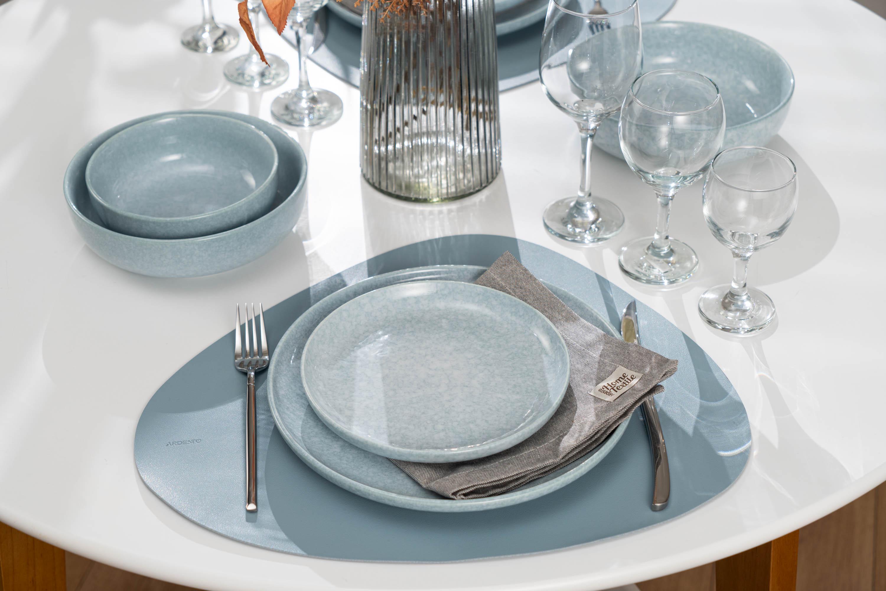 Набор посуды для двух персон Ardesto Loreto 10 предметов фарфор Темно-серый/Серо-голубой мраморный - фото 10