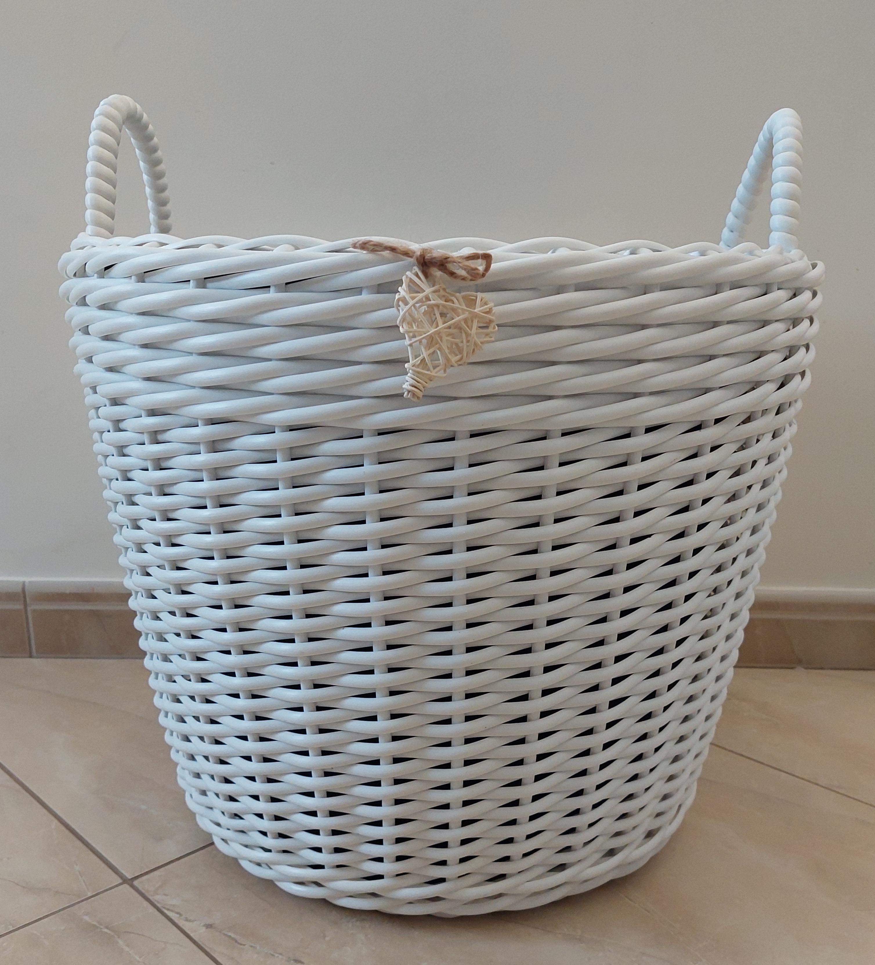 Кошик з ручками із штучного ротангу ручної роботи 40 л Білий (33071) - фото 2 Кошик з ручками із штучного ротангу ручної роботи 40 л Білий (33071) - фото 2