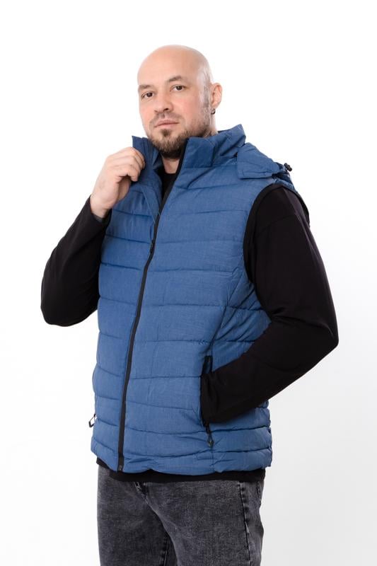 Жилетка демісезонна чоловіча однотонна з капюшоном Носи Своє р. 54 Синій (14270)