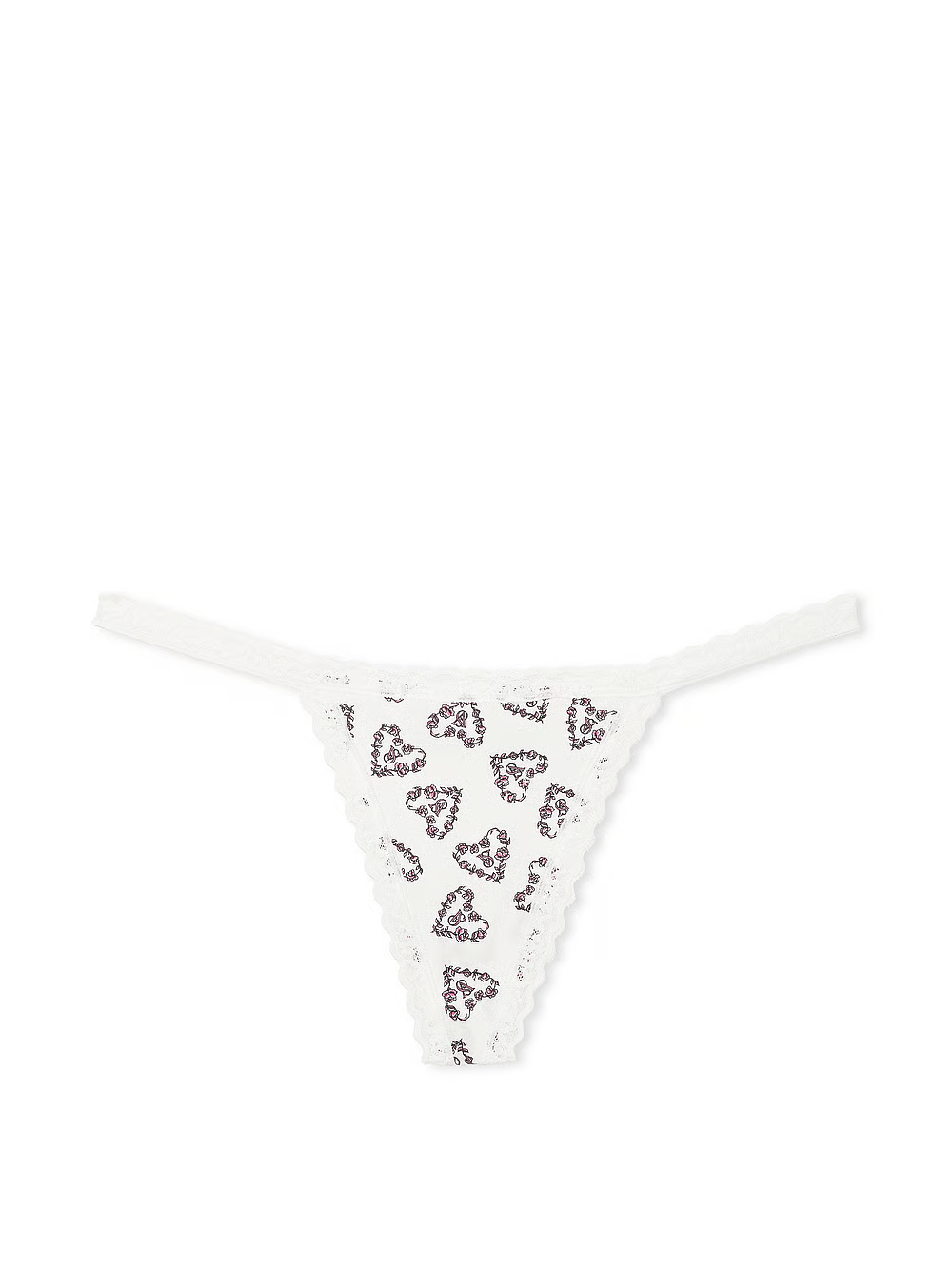 Труси Victoria's Secret Lace-Trim Cotton V-String Panty L Білий (27319038)