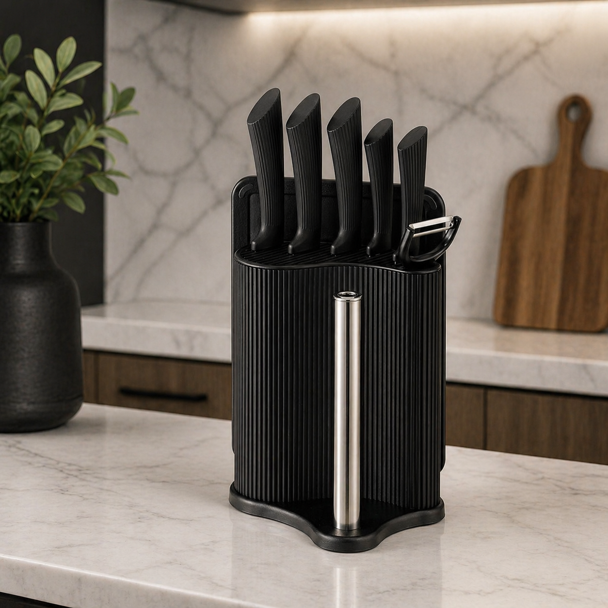 Набор ножей Maestro MR-1413-BLACK 8 пр. с подставкой доской и держателем для бумажных полотенец (34204727)