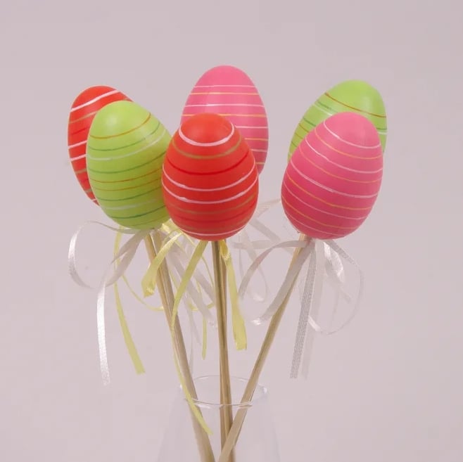 Декорация пасхальная на пике Flora Писанка микс 6 шт .(44032)