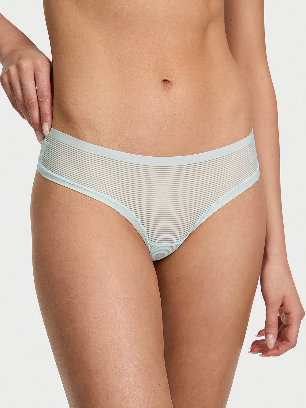 Трусы стринги бесшовные Victoria's Secret No-Show Stripe Mesh Thong Panty М Голубой (27067189)
