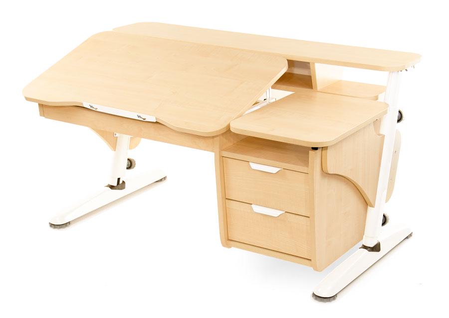 Парта дитяча Pondi Ергономік з тумбою Клен/Білий