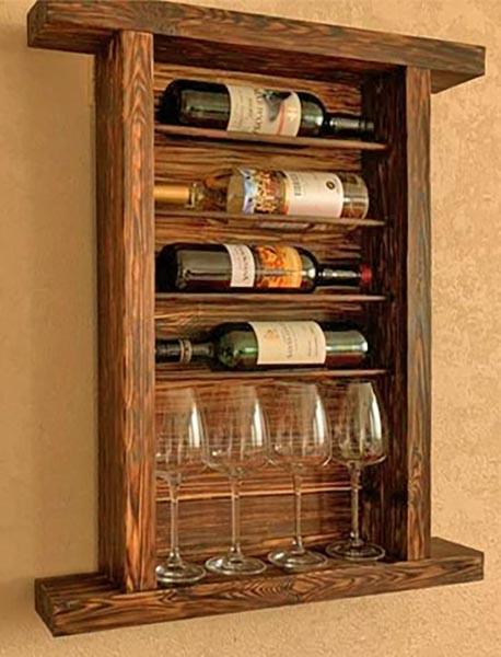 Полка для вина настенная из дерева Сиромото Терракот (ПНК-018132)