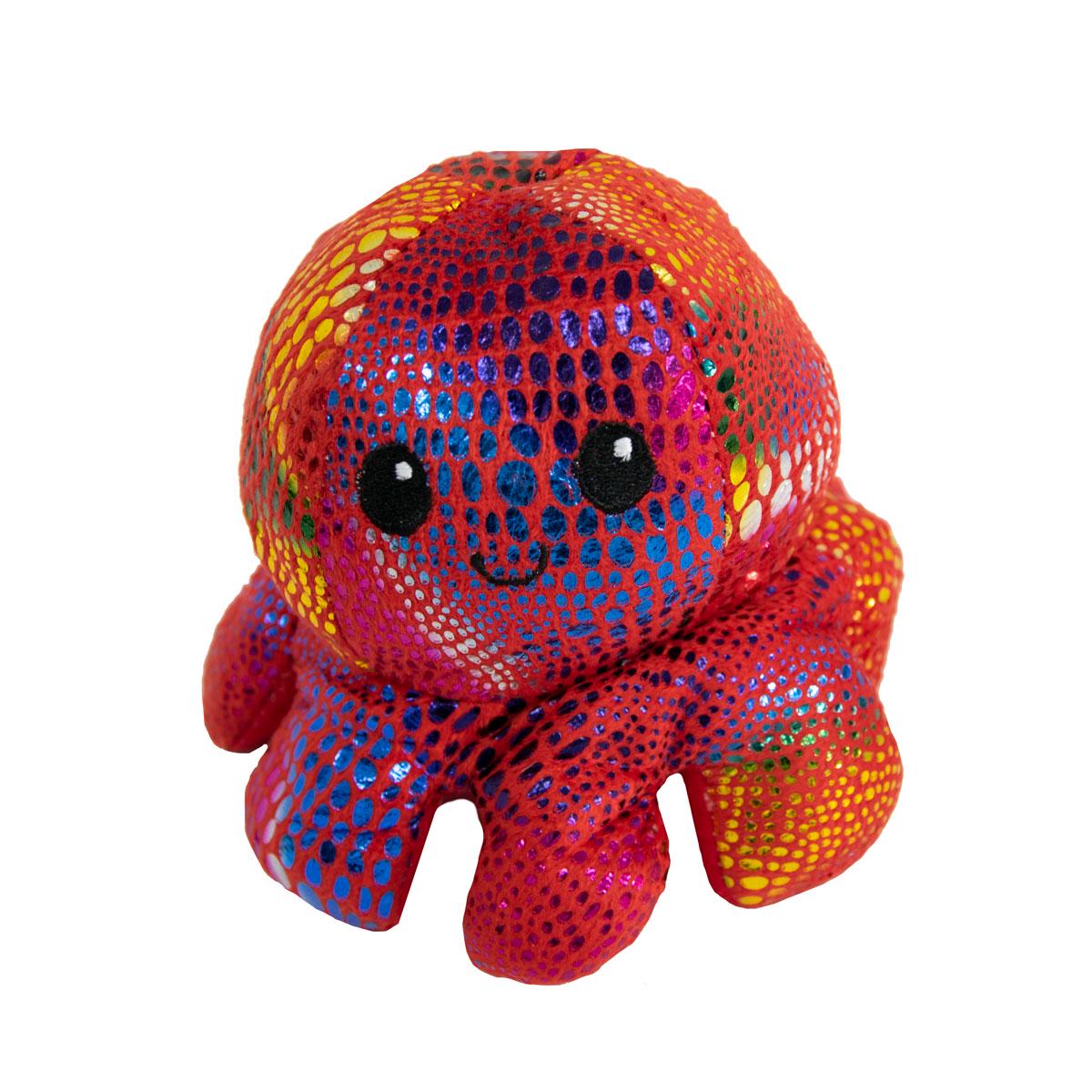 Плюшевый осьминог перевертыш блестящий в горошек Красный (1008707-Red)