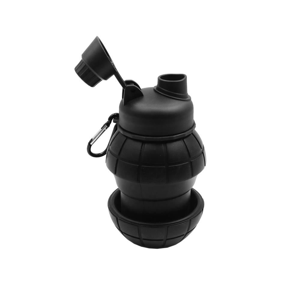 Пляшка для води складана Граната 550 мл з карабіном Чорний (9de74646)