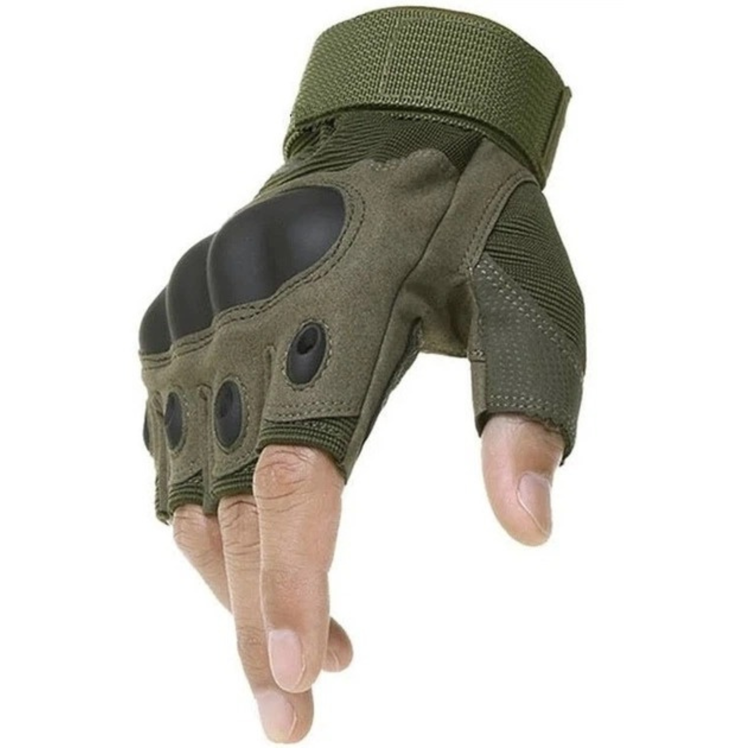 Перчатки тактические беспалые нейлоновые с кожаными вставками L Olive