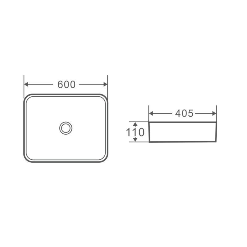 Раковина накладна Qtap Tern прямокутна з донним клапаном 600x405x110 мм White (QT17112174W) - фото 2