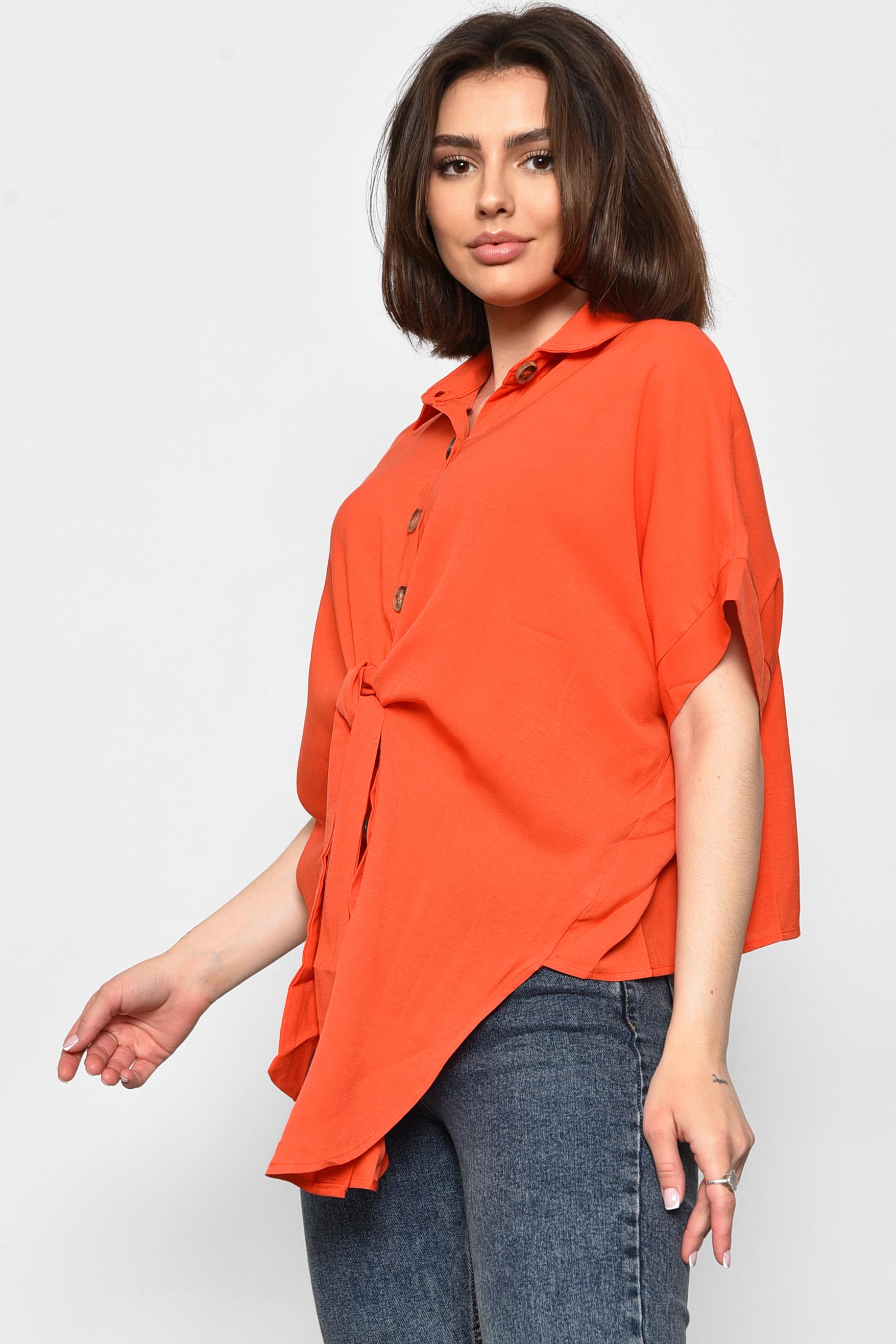 Блуза жіноча з коротким рукавом р. 46-48 Помаранчевий (176222) - фото 2 Блуза жіноча з коротким рукавом р. 46-48 Помаранчевий (176222) - фото 2