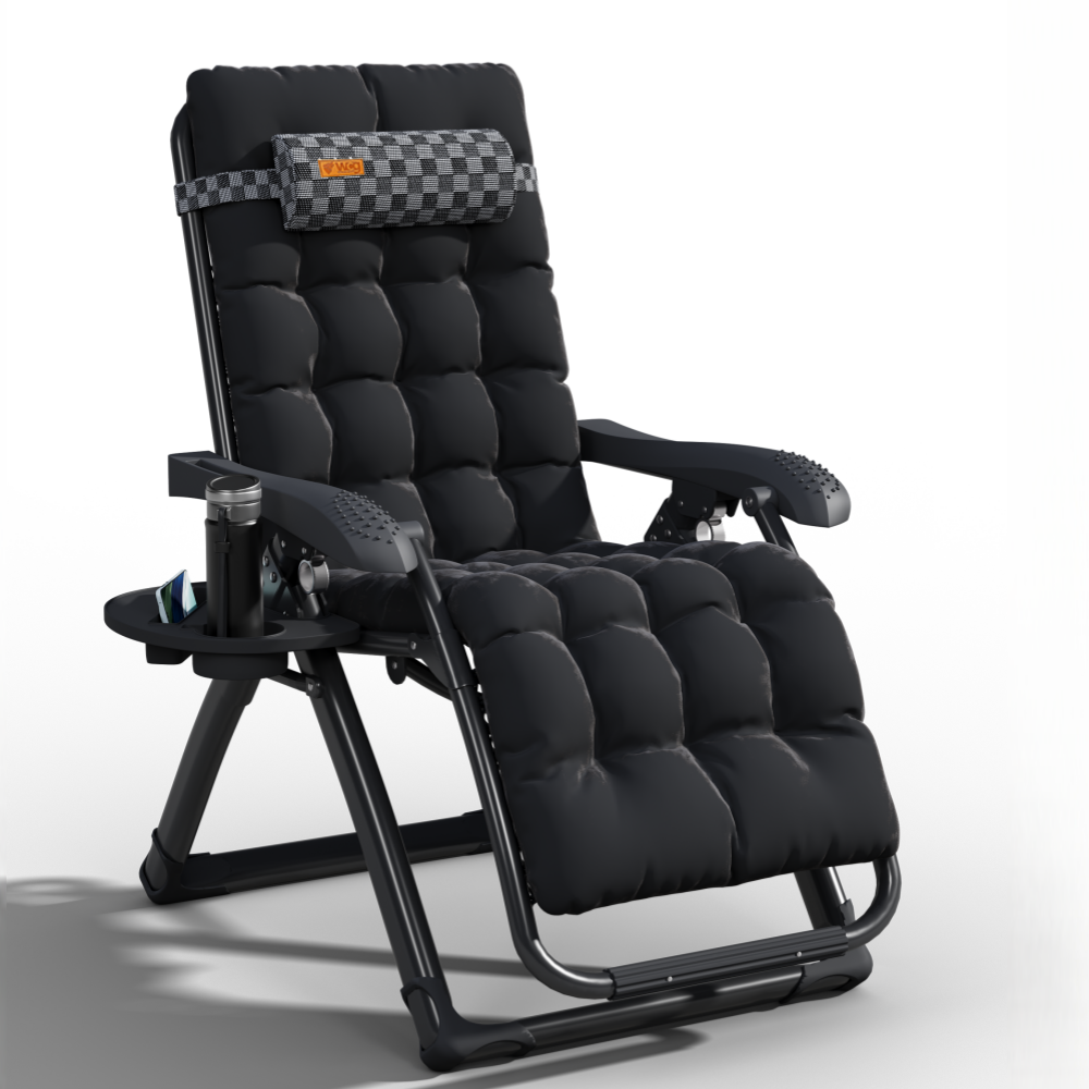Кресло-шезлонг Zero Gravity WCG S14-PP Louis с полотном с шахматным рисунком/матрас Черный (S14-PP)