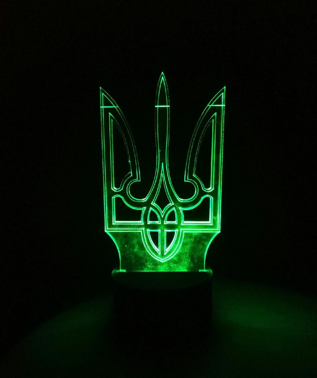 3D-нічник Тризуб Герб України кілька підсвіток/на батарейках/220V (1063491554)