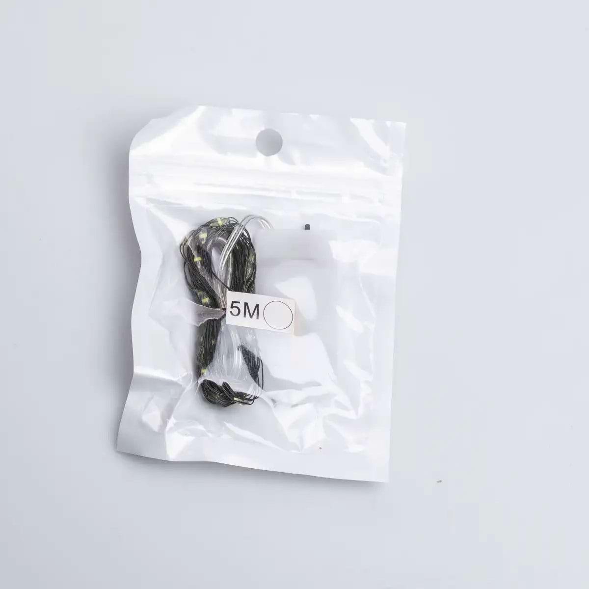 Гірлянда-роса світлодіодна на батарейках 50 LED нитка на зеленому дроті 5 м Білий (5305)