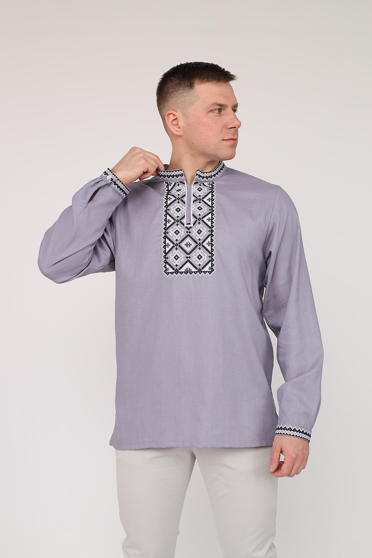 Вышиванка мужская ЦБ-00274638 54 см Серый (SKT001059106)