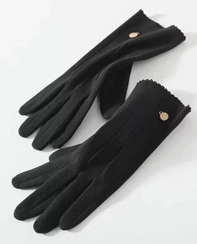 Женские теплые перчатки из немецкого бархата one size Черный (N179)