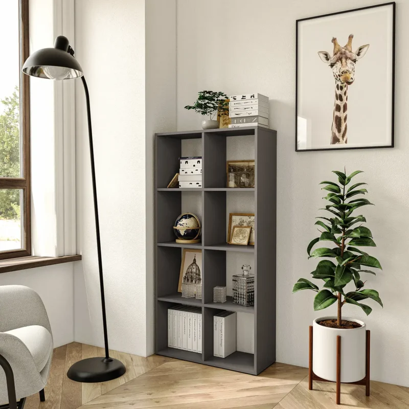 Стелаж GT10 для книг та декору на 8 комірок 720х280х1427 мм ДСП 16 мм Антрацит - фото 4