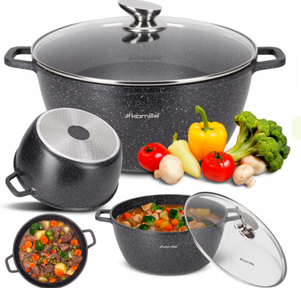 Каструля Kamille з литого алюмінію з кришкою та антипригарним покриттям 18,5 л (4483) - фото 4 Каструля Kamille з литого алюмінію з кришкою та антипригарним покриттям 18,5 л (4483) - фото 4