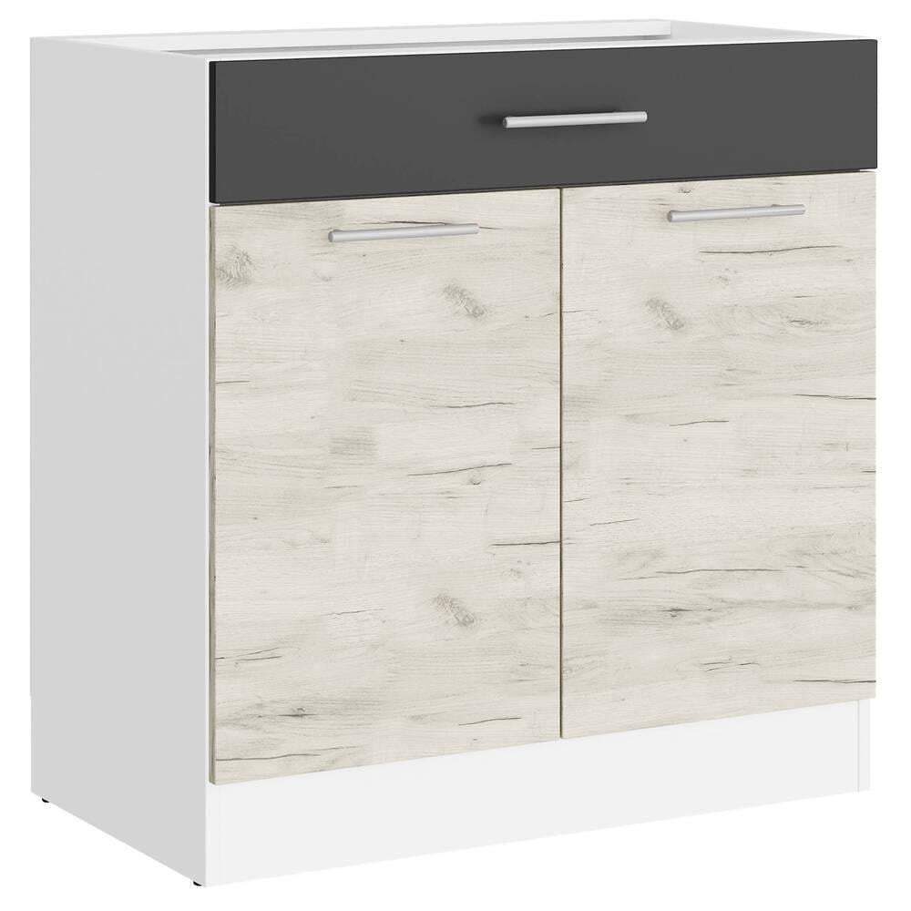 Кухонный модуль нижний с ящиком Еверест Эко 800 Дуб крафт без столешницы 80х46х82 см Белый/Графит/Белый (DTM-071021) Кухонный модуль нижний с ящиком Еверест Эко 800 Дуб крафт без столешницы 80х46х82 см Белый/Графит/Белый (DTM-071021)