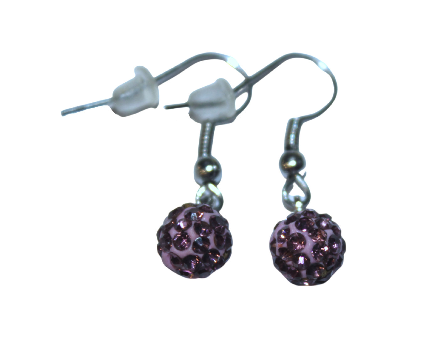 Сережки зі стразами Шамбала 2 шт.7 мм Бузковий Сережки зі стразами Шамбала 2 шт.7 мм Бузковий