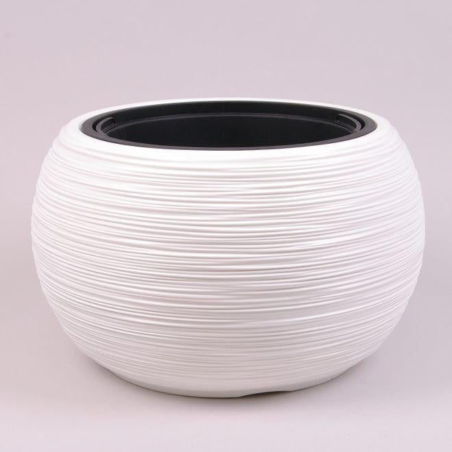 Горшок пластмассовый Flora Furu Bowl 92402 с вкладом 44 см Белый (DR017659)