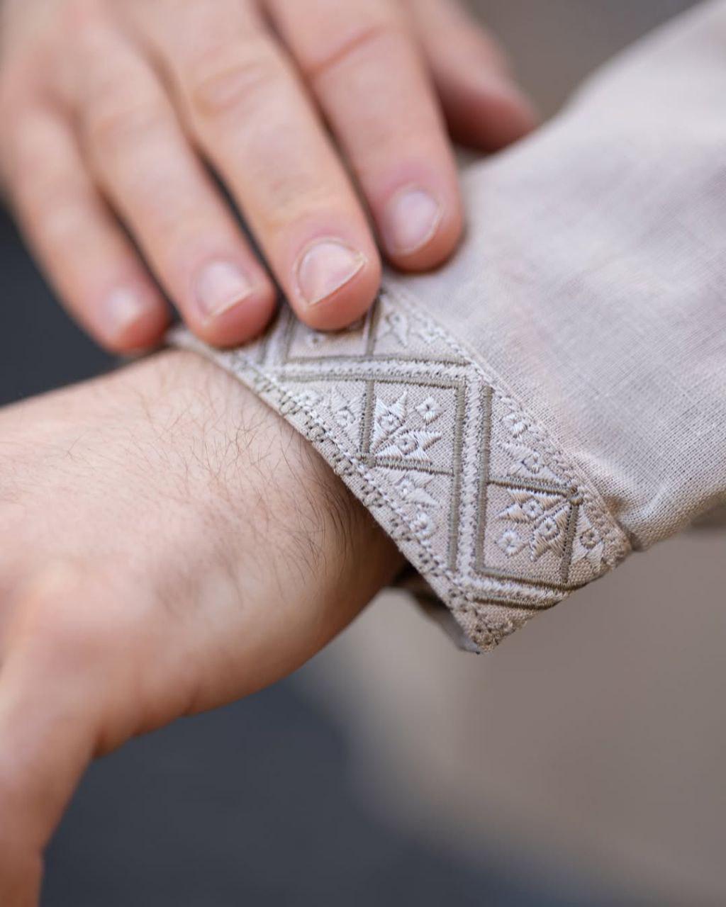 Вышиванка мужская р. 60 Бежевый (577) - фото 5 Вышиванка мужская р. 60 Бежевый (577) - фото 5