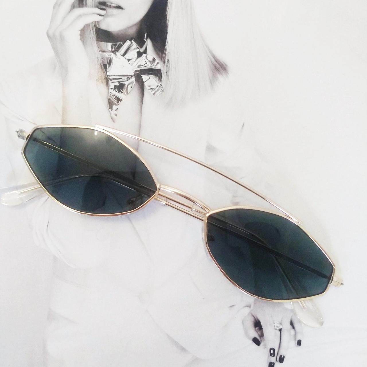 Солнцезащитные очки маленький ромб Зеленый в золоте