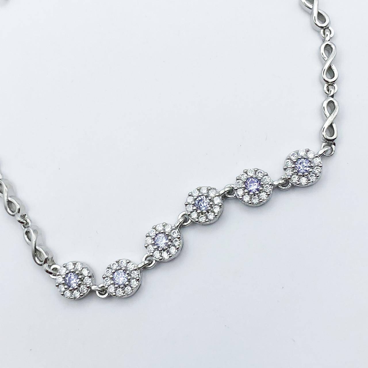 Браслет серебряный с белым кубическим цирконием Бесконечность р. 16-3 см 6,19 г