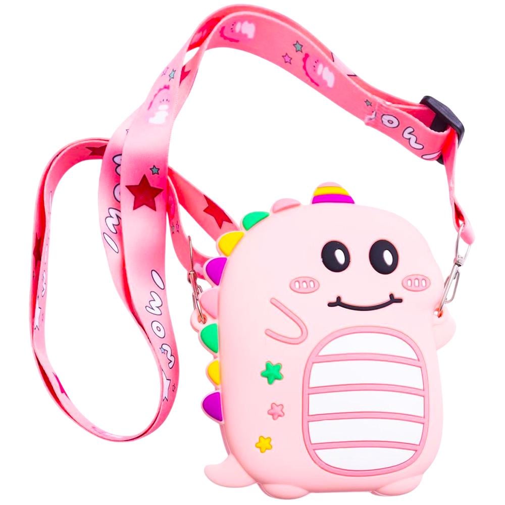 Сумочка-гаманець Динозавр силіконовий на блискавці 12х11х3 см Рожевий (HP-55-4P) - фото 1 Сумочка-гаманець Динозавр силіконовий на блискавці 12х11х3 см Рожевий (HP-55-4P) - фото 1