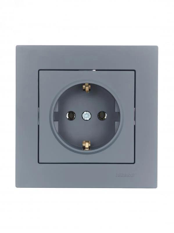 Розетка Vesna 742-3488-122B 1-я с/из ПБТ Графитовый (00000123309)