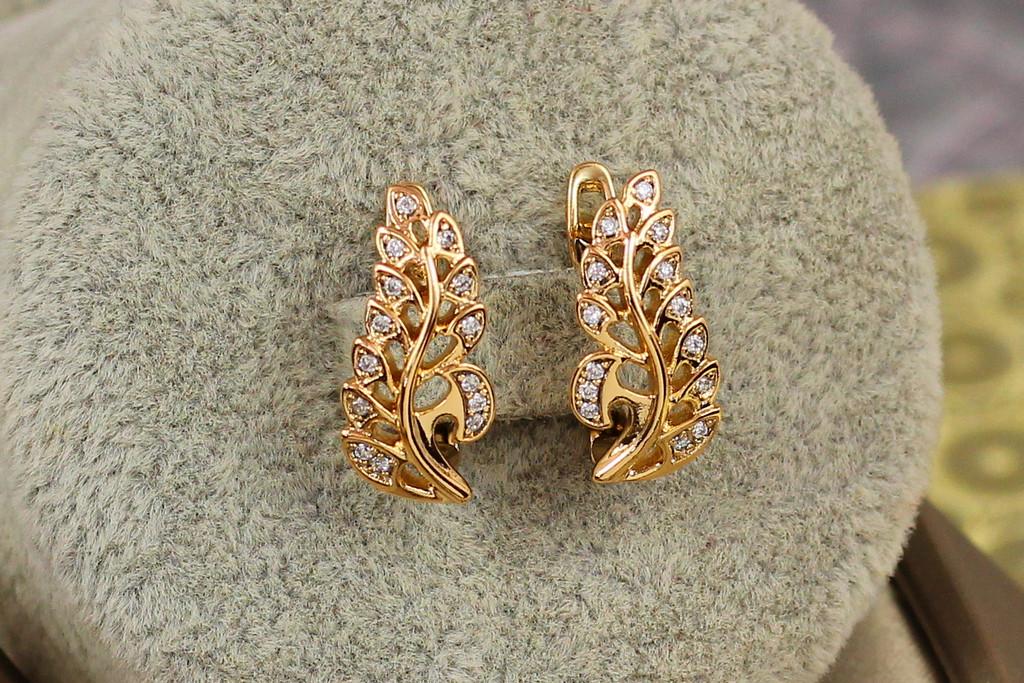 Серьги Xuping Jewelry Папоротник 1,7 см Золотистый (2185589761)